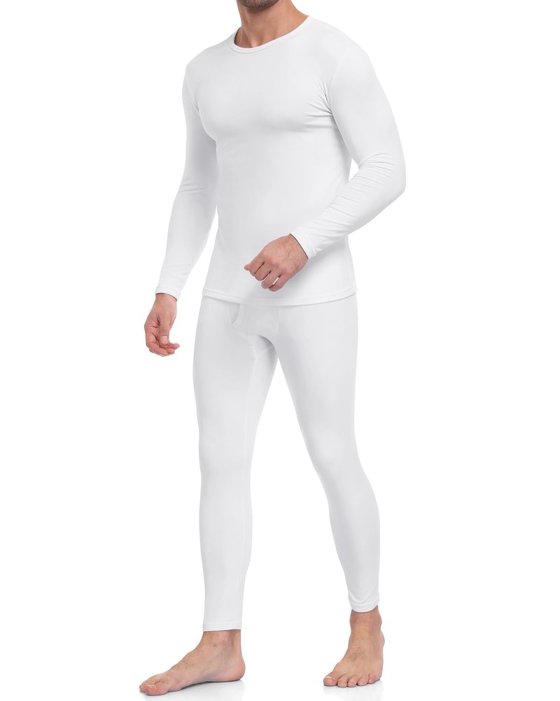 WEERTI Thermal Underwear for Men Long Johns with Fleece Lined Base Layer Men Cold Weather Top Bottom-White XXL
