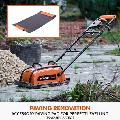 Evolution Power Tools H320-E Hulk Electro Plate Compactor, Electric - Ideal For Levelling Pavement, Artificial Turf Ground Preparation, Patio, Blockwork, Sand, Soil & More - 3 Year Warranty, 230V