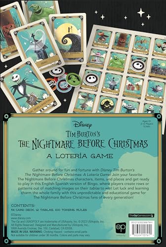 Lotería: Disney Tim Burton’s The Nightmare Before Christmas | Traditional Loteria Game | Bingo Style, Featuring Custom Artwork & Illustrations | Inspired by Spanish Words & Mexican Culture