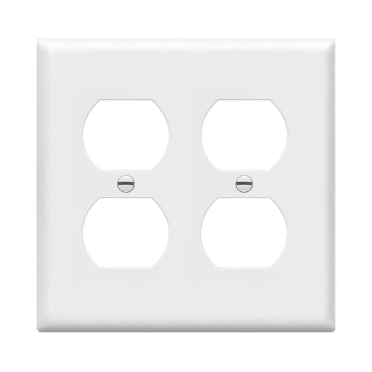 Enerlites 8822-W Duplex Receptacle Outlet Wall Plate, Standard Size 2-Gang, Polycarbonate Thermoplastic, White