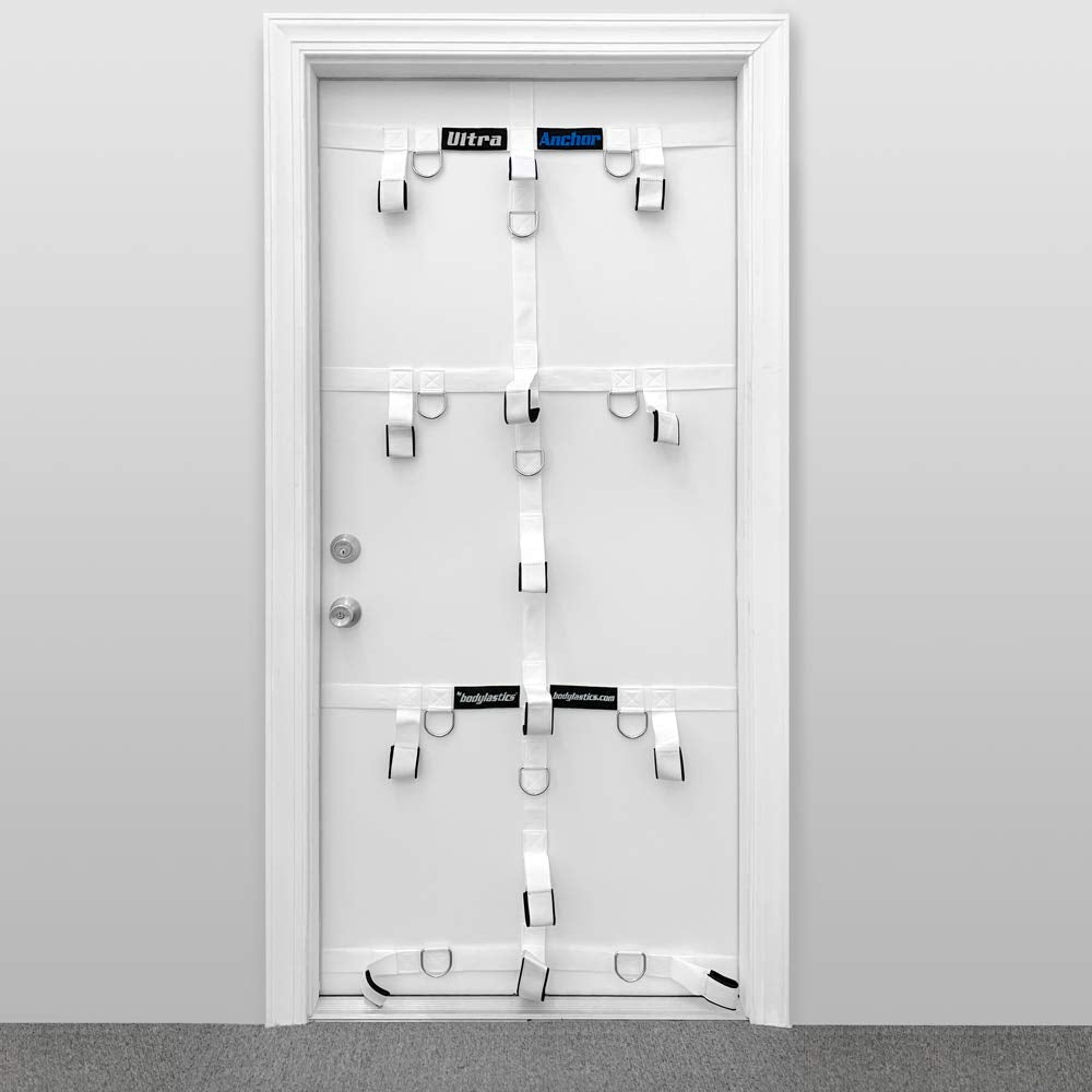 Bodylastics Ultra Anchor Door Attachment with 25 Durable Connectors for Anti Snap Resistance Bands Strength Training on Any Standard Door, White