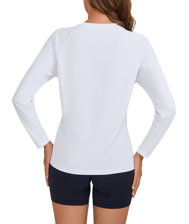 Women's Rash Guard UPF 50+ Quick Dry UV Protection Swim Shirt Long Sleeve SPF Sun Shirts for Women(White,M)