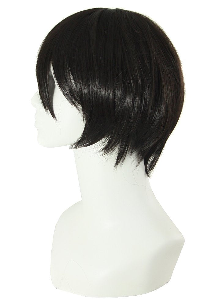 MapofBeauty 12 Inch / 30 cm Men Short Straight Wig Cosplay Costume Wig (Black)