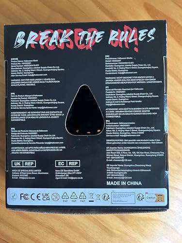 AnanBros Scary LED Halloween Mask, Light up Mask Cosplay, LED Rave Face Mask Costume 3 Lighting Modes, Halloween Face Masks for Men Women Kids - Red