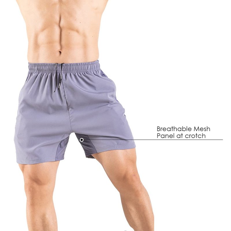 Gaglg Men's 5" Running Shorts 2 Pack Quick Dry Athletic Workout Gym Shorts with Zipper Pockets Black/Gray,X-Large