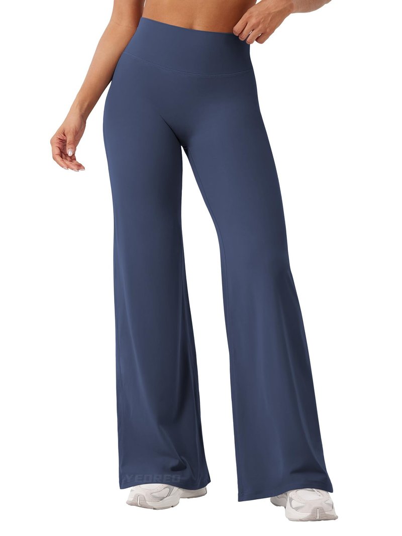 YEOREO Workout Leggings Womens No Front Seam Straight Leggings 31.5" High Waist Buttery Eddiy Gym Yoga Pants Navy Blue XL