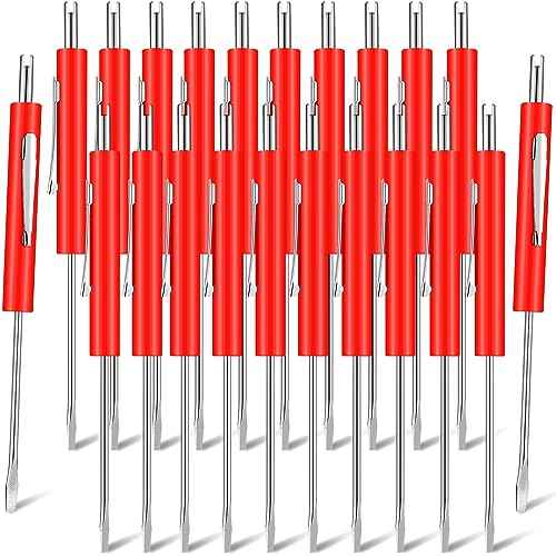 20 Pcs Pocket Screwdriver Double End Mini Screwdriver Set Dual-use Valve Core Removal Tool for Ring Doorbell Electricians Mechanicians Technicians Assemblers(Red)