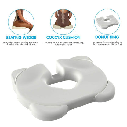 Kabooti Donut Seat Cushion, 3-in-1 Design with Center Cutout for Tailbone Pain, Sciatica and Hemorrhoids