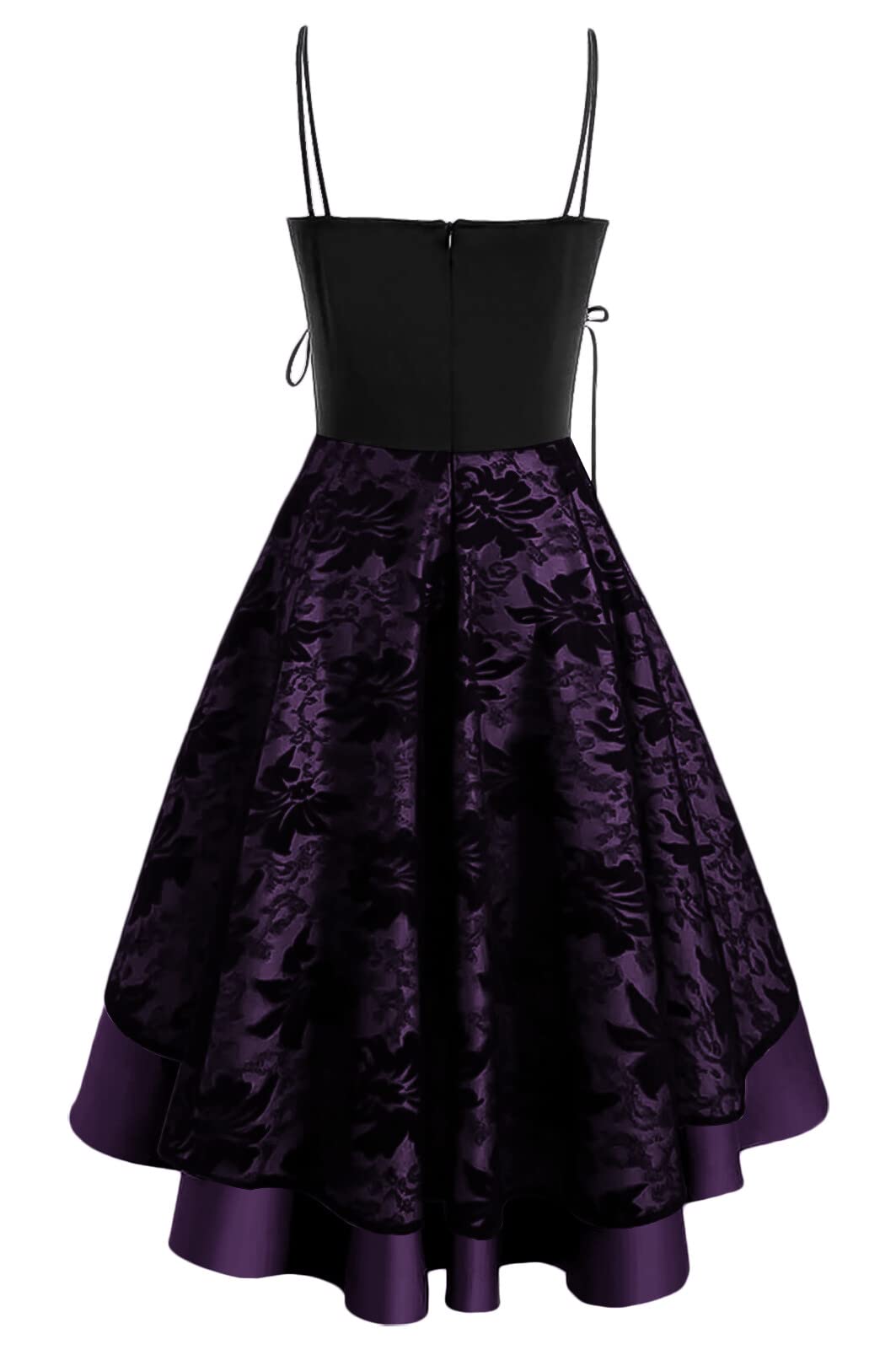 Retro Medieval Dress for Women Victorian Wedding Renaissance Costumes Spaghetti Straps Ruffles Hem Swing Dresses Halloween Vintage Cocktail Cosplay Party Dress A-Purple