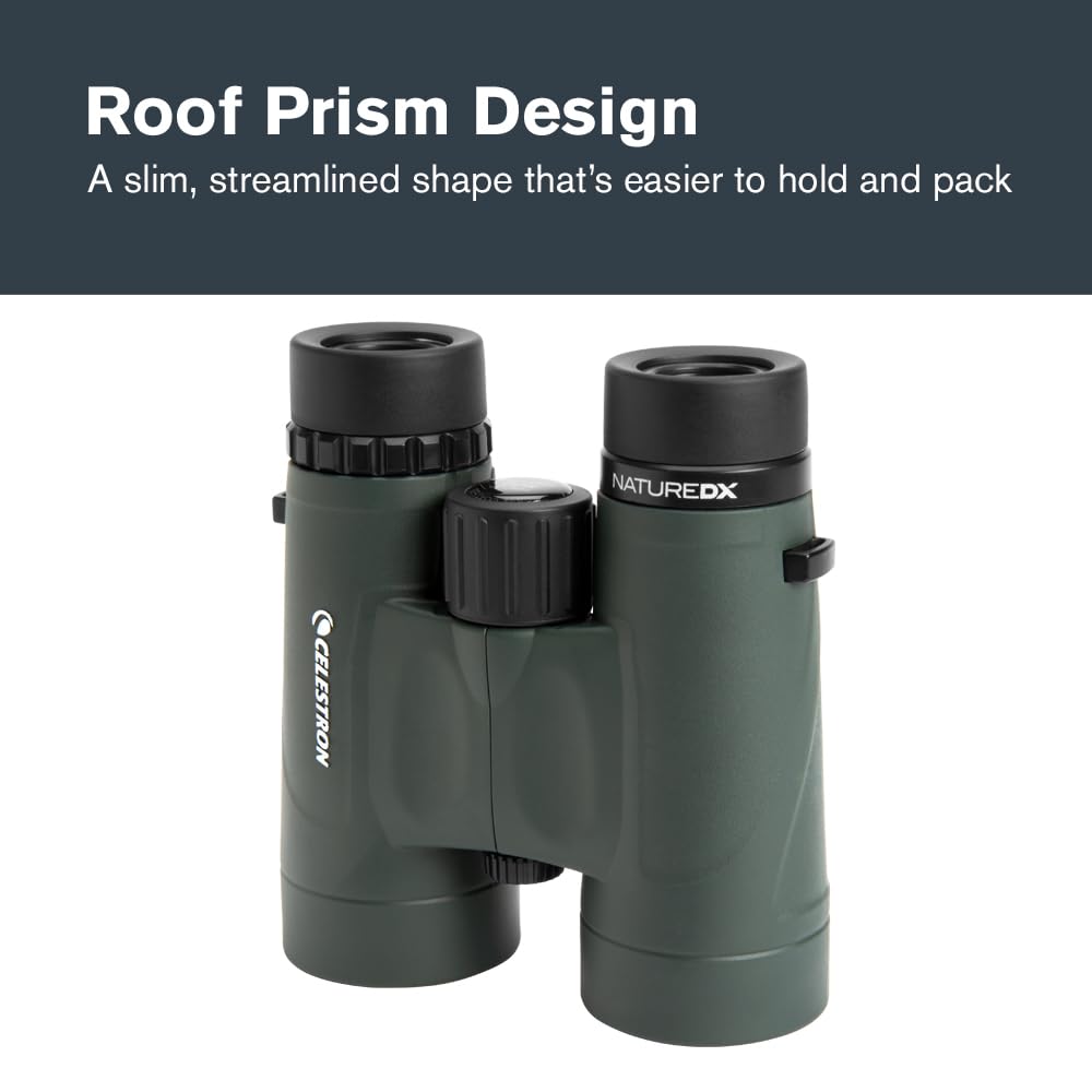 Celestron - Nature DX 8x42 Binoculars – Ideal for Birding and Outdoors – 42mm Objective Lenses – Wide 7.4° Field of View – BaK-4 Prisms – Fully Multi-Coated – Waterproof and Fogproof