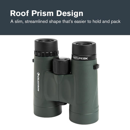 Celestron - Nature DX 8x42 Binoculars – Ideal for Birding and Outdoors – 42mm Objective Lenses – Wide 7.4° Field of View – BaK-4 Prisms – Fully Multi-Coated – Waterproof and Fogproof