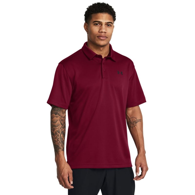 Under Armour Men's Tech Golf Polo, (625) Cardinal / / Black, X-Large
