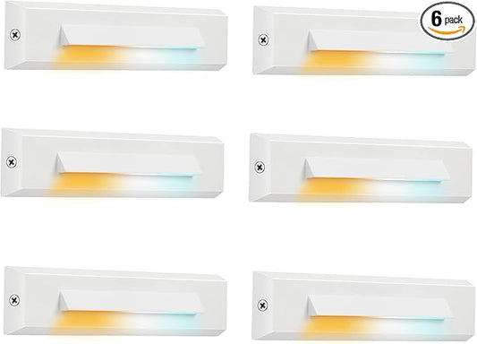 CLOUDY BAY [6 Pack] Low Voltage 12-24V LED Step Lights Outdoor,2.5W Landscape Cutoff Stair Riser Light,Outside Accent Lighting Fixtures,Wet Location,White