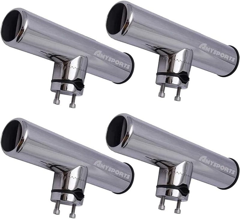 Rail Mount Rod Clamp Holders - Adjustable Stainless Steel Fishing Rod Holder for Kayak & Boat