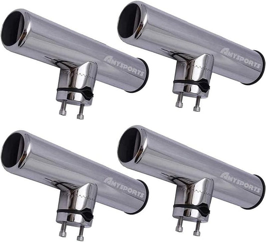 Rail Mount Rod Clamp Holders - Adjustable Stainless Steel Fishing Rod Holder for Kayak & Boat