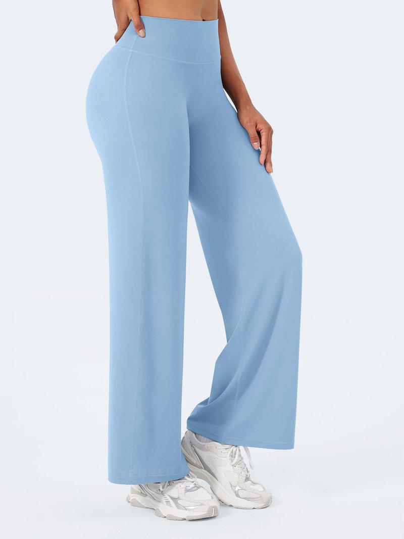 YEOREO Workout Leggings Womens No Front Seam Straight Leggings 29" High Waist Buttery Eddiy Gym Yoga Pants Airy Blue S
