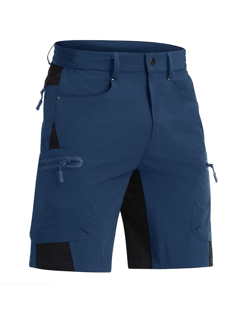 CRYSULLY Men's Summer Outdoor Shorts 9" Quick Dry Cargo Casual Work Hiking Dress Shorts Royal Blue M