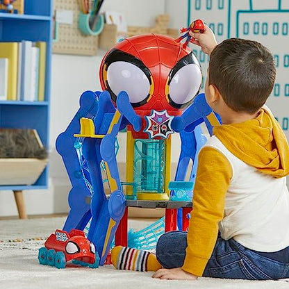 Spidey and His Amazing Friends Web-Spinners Web-Quarters, Kids Playset with Action Figure, Vehicle, and Accessories, Marvel Super Hero Toys, Ages 3 and Up
