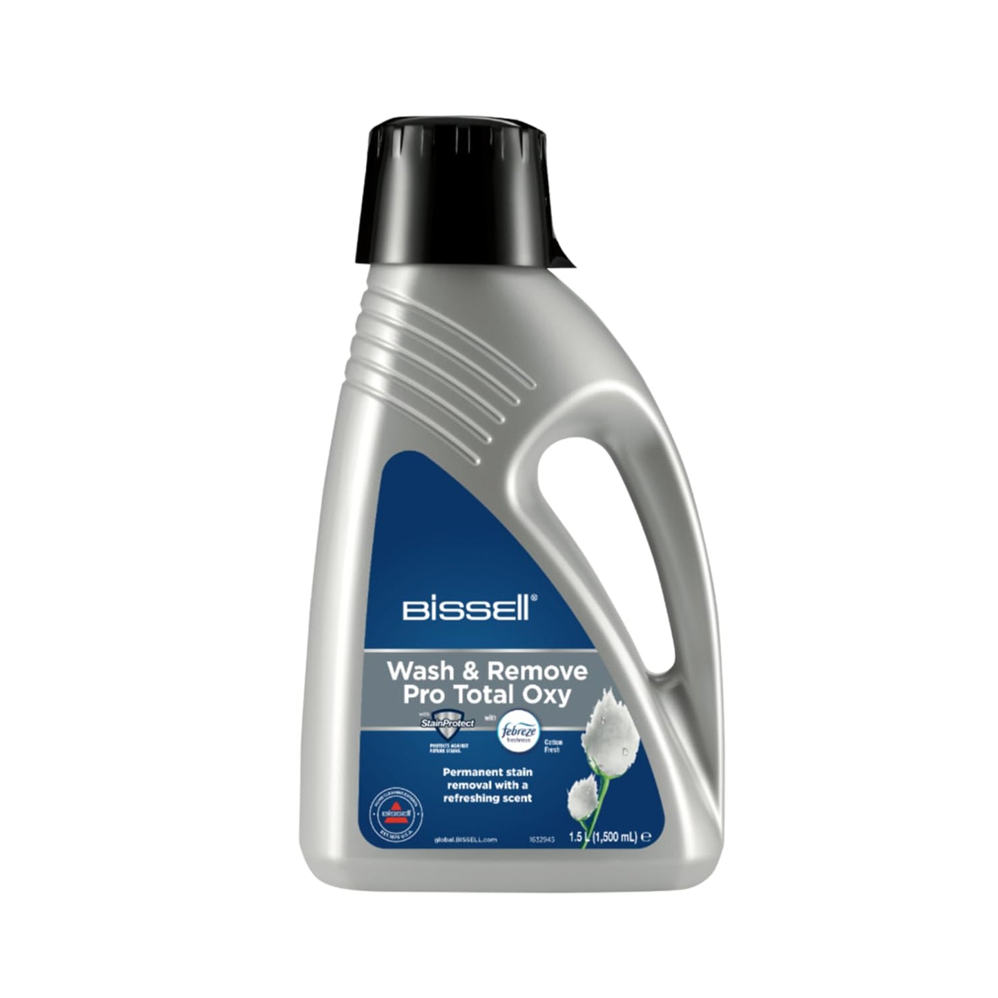 BISSELL Wash & Remove Pro Total, with Febreze, Oxy Boost, Stain Protect, Permanent Stain Remover, Upholstery Shampoo for Use with All Leading Upright Carpet Cleaners, 1.5 L, 2212E