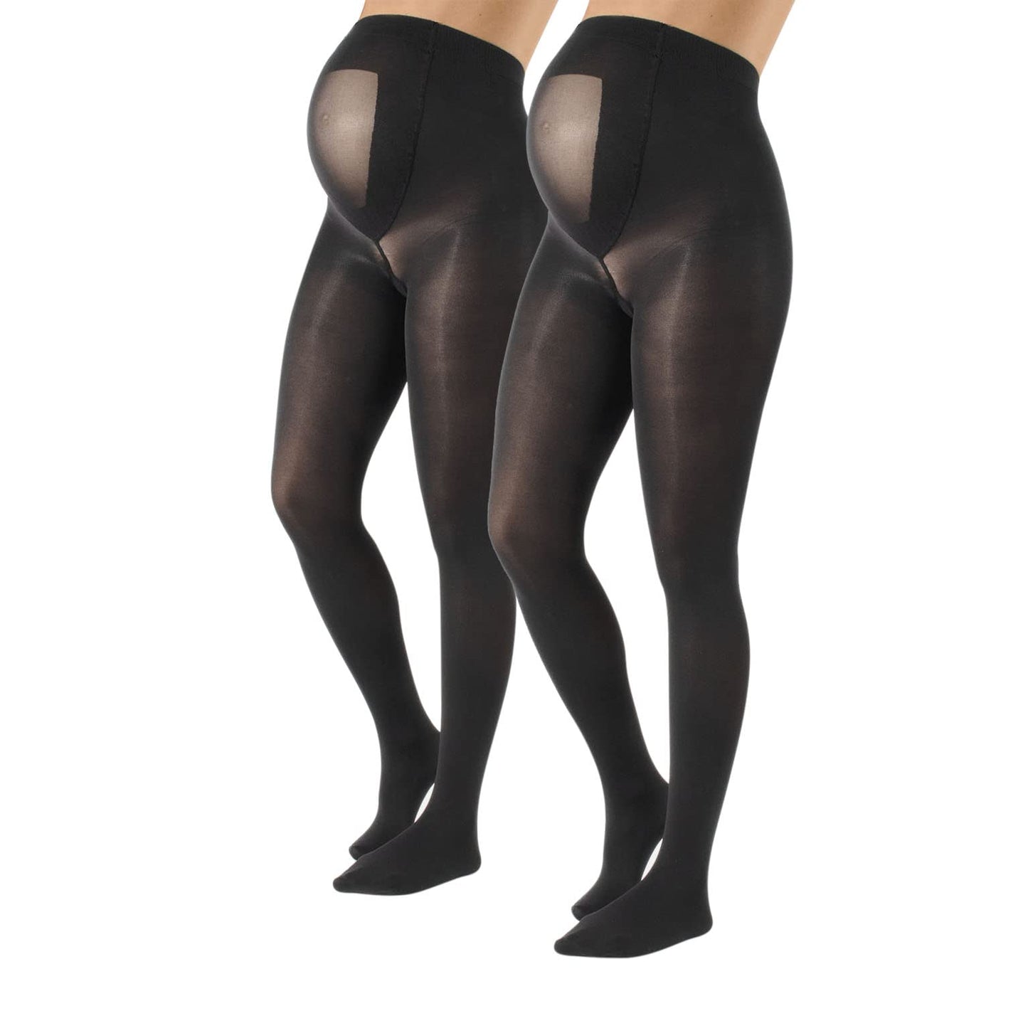 CALZITALY - 2 PAIRS Semi Opaque Maternity Tights, Pregnancy Tights, ComfortableMaternity Pantyhose, 40 DEN | MADE IN ITALY | (L, Black Color)