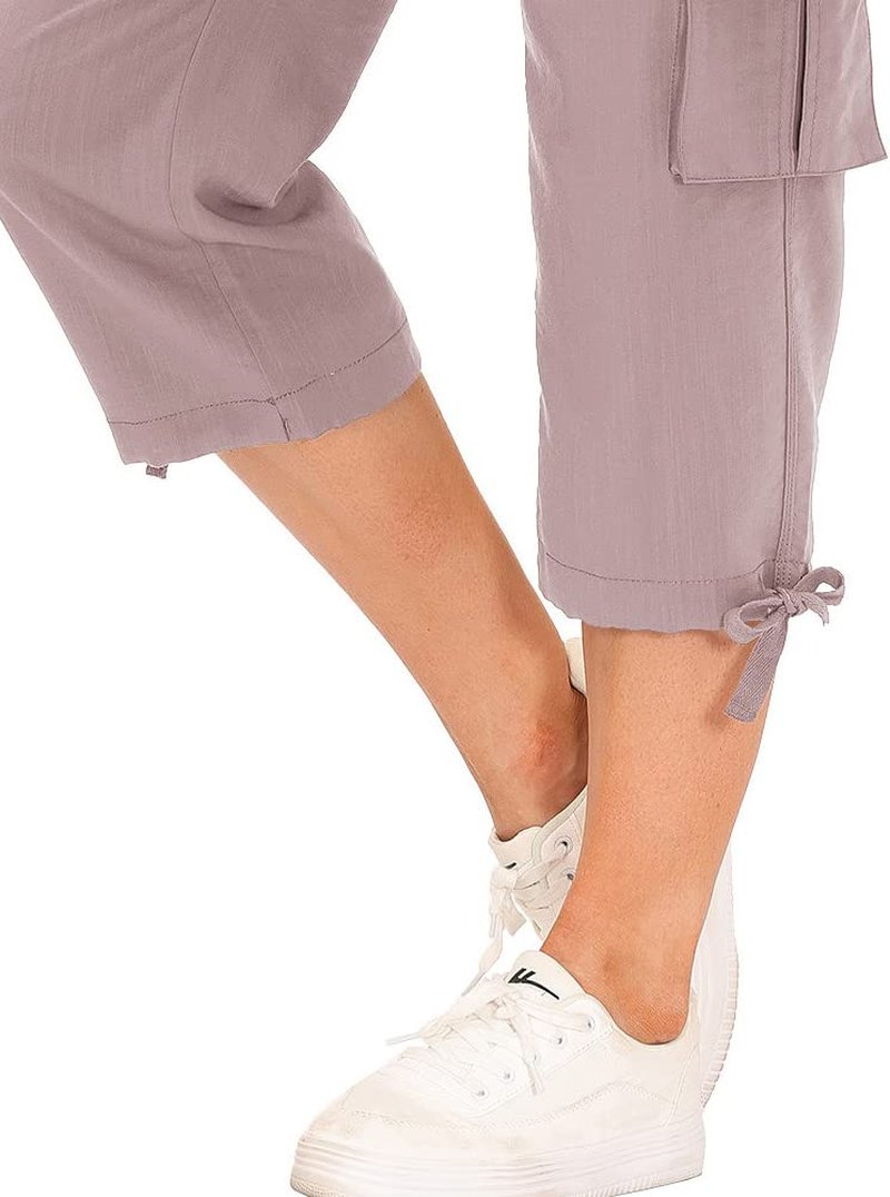 MoFiz Women's Hiking Cargo Shorts Quick Dry Lightweight Athletic Capri Pants for Camping Jogger with Pockets Pink 4XL