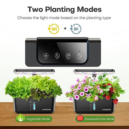 Ahopegarden Indoor Garden Hydroponics Growing System: 10 Pods Plant Germination Kit Aeroponic Herb Vegetable Growth Lamp Countertop with LED Grow Light - Hydrophonic Planter Grower Harvest Lettuce
