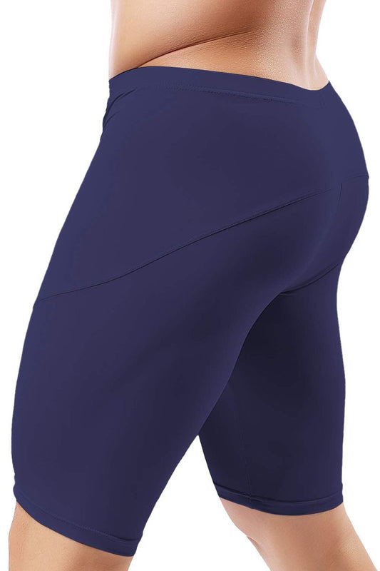 MIZOK Mens Yoga Tight Shorts Quick Dry Seamless Training Gym Workout Jogger Shorts Swim Jammers Swimsuit (Navy, US L/Tag XL Size Fit Waist 31-35 inch)
