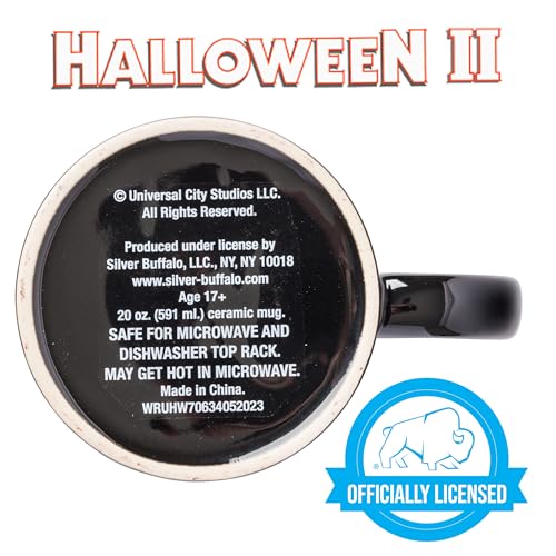 Silver Buffalo Halloween II Slay All Day Scary Ceramic Mug with Sculpted Handle, 20 Ounces