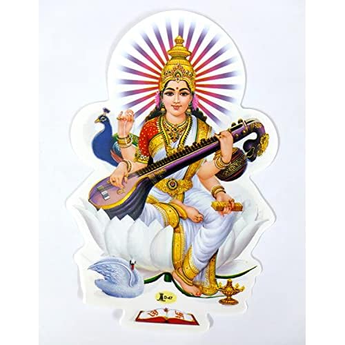 Goddess of Music : Goddess Saraswati Hindu Goddess Sticker Size (4.5"x3" Inches)