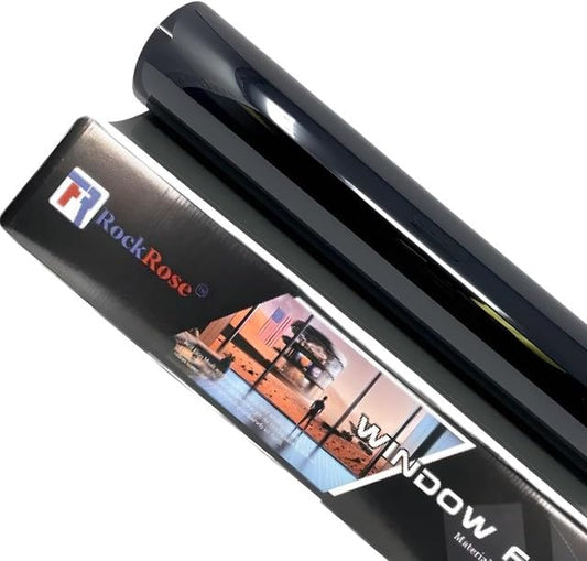 RockRose 1% Premium Carbon Car Window Tint 12 in x 100FT 2PLY Charcoal Privacy Film Heat, UV, and IRR Block Tint for Cars or Home Adhesive Film Easy Shrink, Plotter Friendly Pro Grade