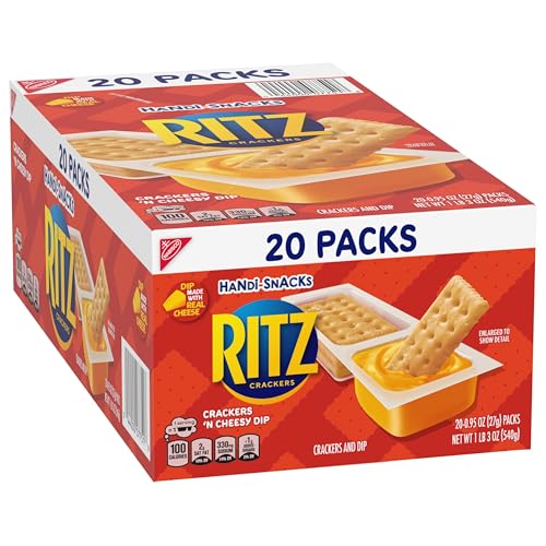 Handi-Snacks RITZ Crackers 'N Cheesy Dip Snack Packs, School Snacks, 20 Snack Packs