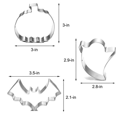 Halloween Cookie Cutters - 5 pieces Large Cookie Cutters Shape - Pumpkin, Bat, Ghost, Cat and Witch Hat Shapes for Halloween Food Party Decorations