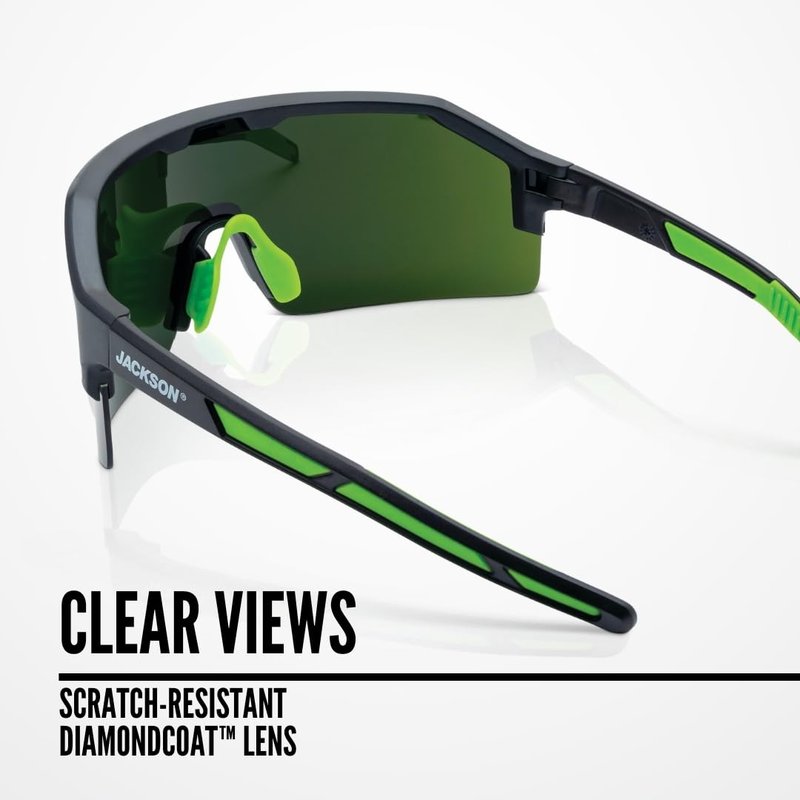 Jackson Safety Maxview+ Ballistic-Rated Safety Glasses - ANSI Z87.1 Wraparound Anti-Scratch Eye Protection for Men & Women - Black Frame with Shade 5 IR Lens - Pack of 1