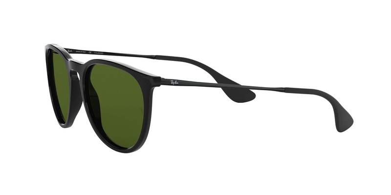 Ray-Ban Unisex RB4171 Erika Round Sunglasses, Black/Polarized Green, 54 mm