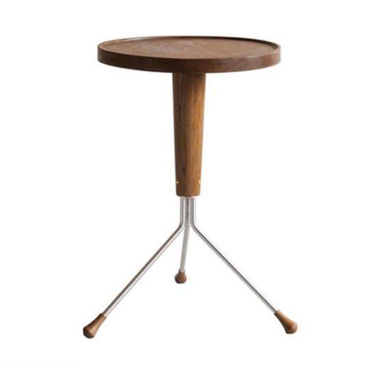 HYgloF end Tables Small Round End Table for Small Spaces, Wood Side Table Plant Stand with Metal Legs, Couch Side Table Accent Table for Living Room, Entryway, Bedroom Coffee Table(Dark Brown)