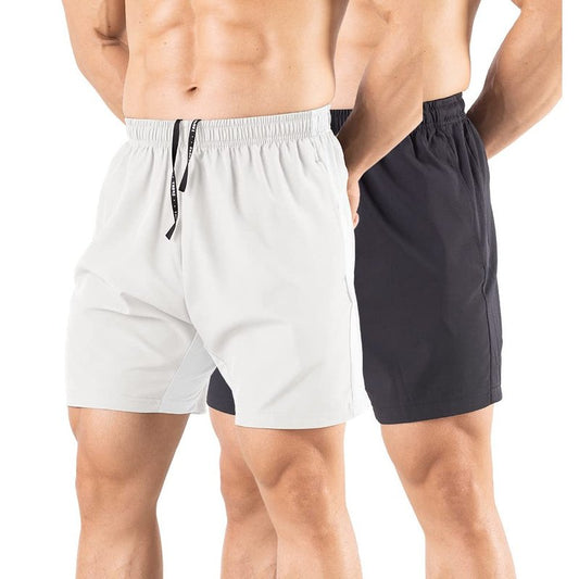Gaglg Men's 5" Running Shorts 2 Pack Quick Dry Athletic Workout Gym Shorts with Zipper Pockets Black/White,X-Large