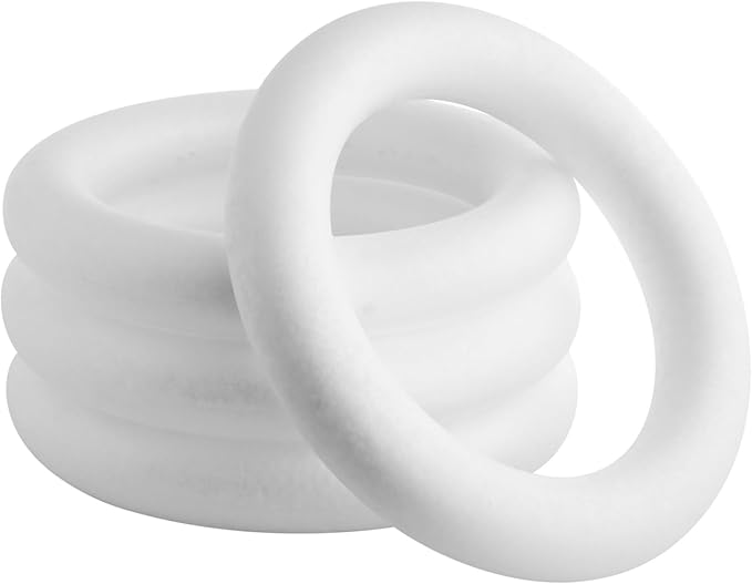Bright Creations Foam Wreath Form - 10 Inch, White, Set of 4, Round - Wreath Frame for DIY Crafts & Floral Decor