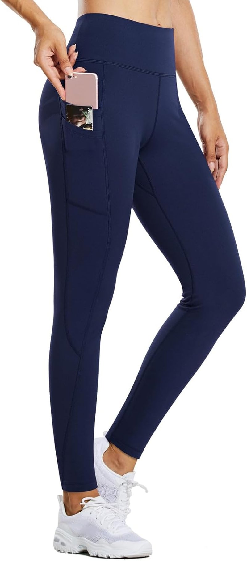 Baleaf Women's Thermal Fleece Lined Leggings - Water Resistant High Waisted Tights with Pockets for Running | Winter Warmth