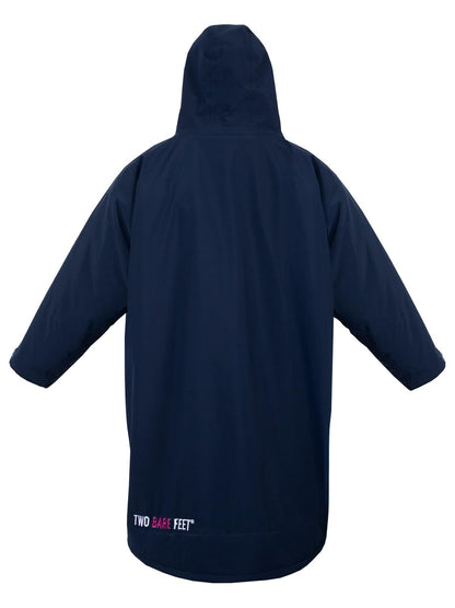 Two Bare Feet Waterproof Long Sleeve Changing Robe with Hood & Changing Mat, Sherpa Fleece Lining, Windproof, Warm, for Watersports, Swimming, Surfing, SUP (Small, Navy/Raspberry)