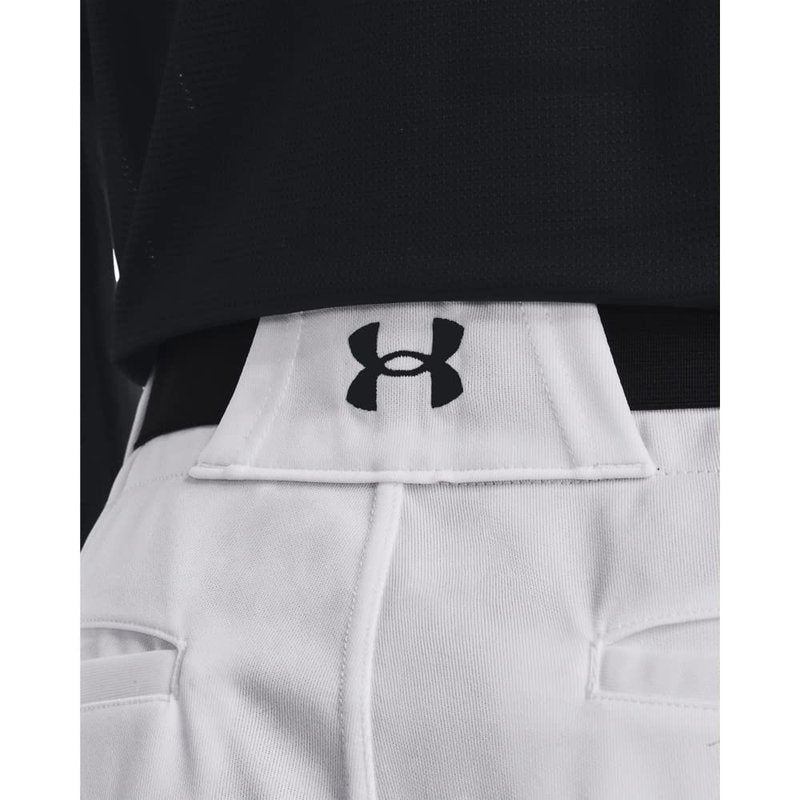 Under Armour Men's Utility Baseball Straight Leg Pant Pipe 22, (100) White/Black/Black, Large