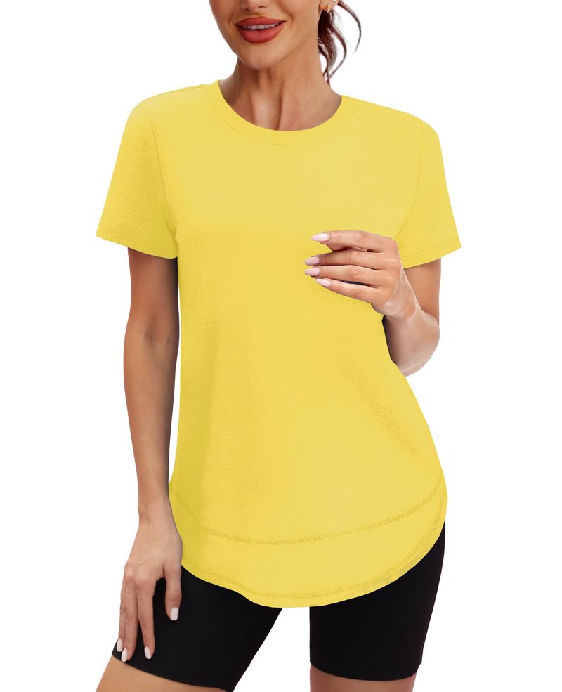 Short Sleeve Shirts for Women Workout Pilates Outfits Tennis Summer Tops 2026 Beach Vacation Clothes Blue M