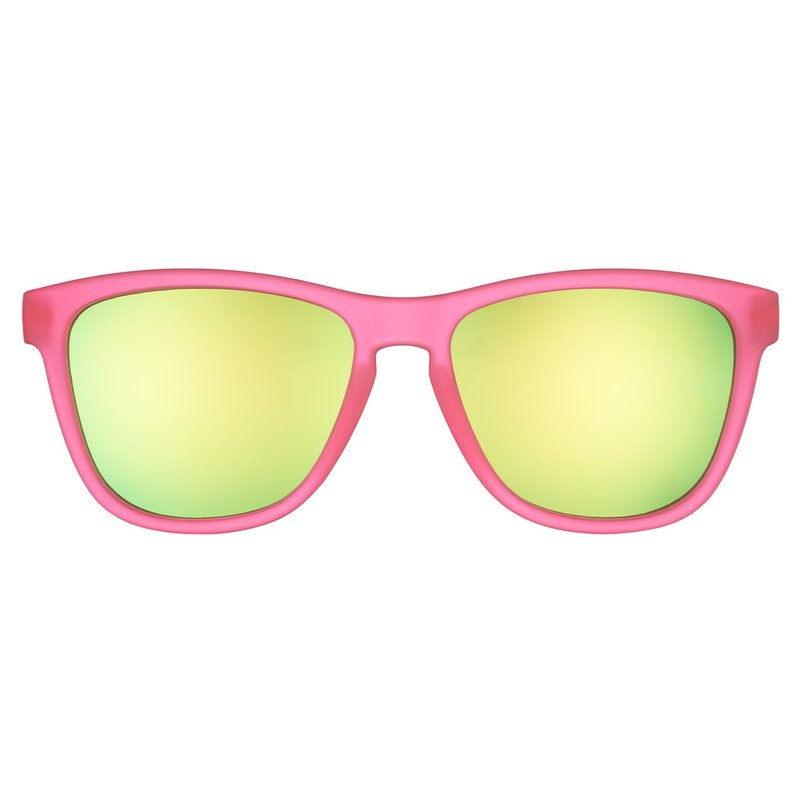 goodr Flamingos on a Booze Cruise Polarized Sunglasses, Medium Sized (OG), Pink Translucent Frames with Teal Mirored Reflective Lens, UV400 Protection, No Slip, No Bounce