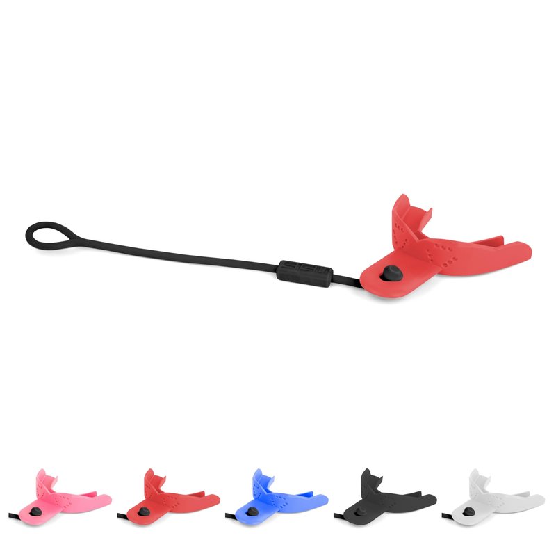 SISU Tether Adult Mouthguard, Intense Red - Pre-Formed Protection with Strap for Football, Hockey, Lacrosse, Caged-Helmet Sports - Remoldable Up to 20 Times - Works for Braces - Non Toxic