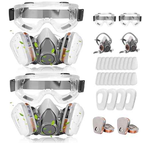 Respirator Mask, Reusable Face Respirators with Filters, Gas Masks Against Chemicals/Organic Vapor/Formaldehyde