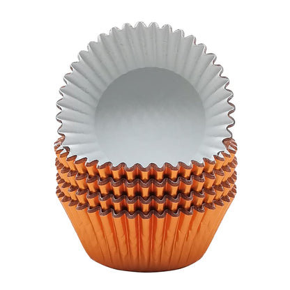 Mombake Standard Orange Foil Cupcake Liners Muffin Baking Cups for Party and More, 100-Count