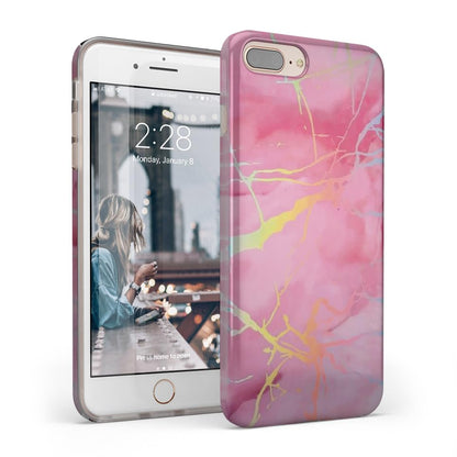 Casely iPhone 6/7/8 Plus Case | Stepping Up | Geo Rose Gold Marble | Classic Ultra Slim Design