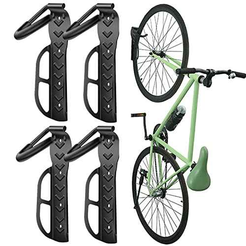 Wallmaster Bike Storage Rack for Garage, Wall Mount Bicycles Hanger, 4-Pack Bike Storage System Vertical Bike Hooks