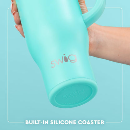Swig Life 30oz Mega Mug, 30oz Tumbler with Handle and Straw, Large Insulated Tumblers, Cup Holder Friendly Travel Mug, Stainless Steel 30 oz Tumbler, Reusable Insulated Water Bottle (Merry Mistletoe)