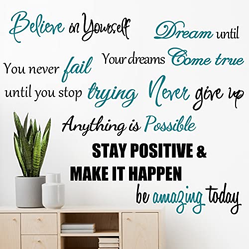 Inspirational Quotes Motivational Sayings Vinyl Peel & Stick Wall Decals for Women, Adults, Bedroom, Living Room, Office, Bathroom