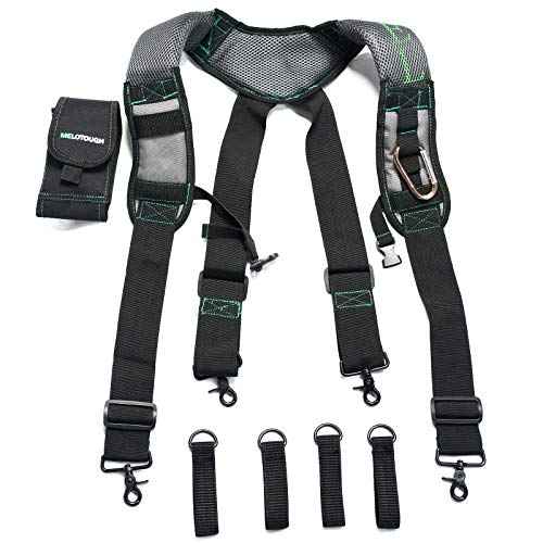 MELOTOUGH Gel Tool Belt Suspenders Work Belt Suspenders with Gel shoulder pad for Electrican/Construction/Farmer (Trigger Snap Hook end work Suspenders)